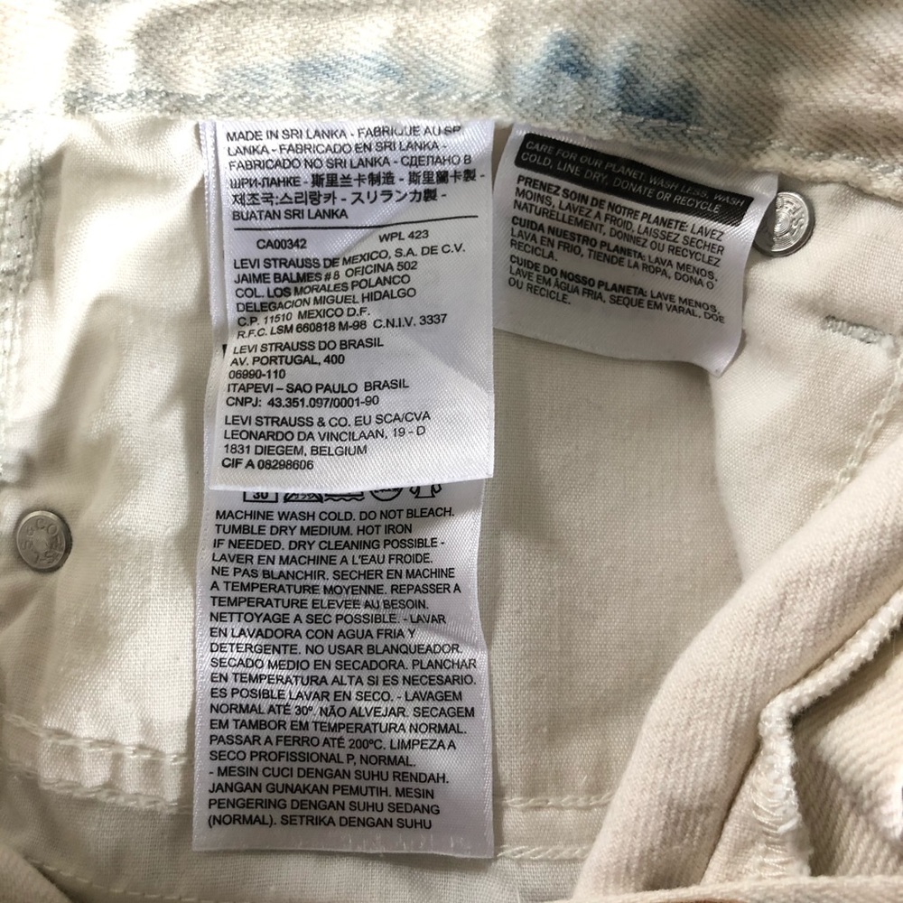 LEVI’S Tie Dye Cutoff Jean Shorts White Blue Junior Size 5 Zip Fly - Picture 11 of 13